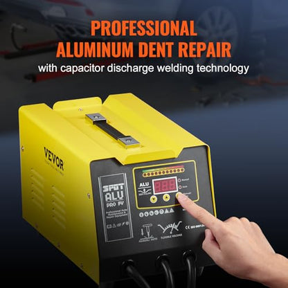 VEVOR Spot Welder Dent Puller, 300W Stud Welder Dent Repair Kit with Heat Gun, Auto/Manual Welding Mode, 110V Auto Body Spot Welding Dent Repair Machine for Aluminum Car Body Panels Repair - style: Aluminum Pro