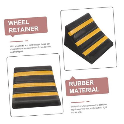 Portable Heavy Duty Rubber Wheel Chock Set for Cars and Trailers Anti-Skid Tire Stopper Non-Slip Design for Uphill Parking and RV Stabilization