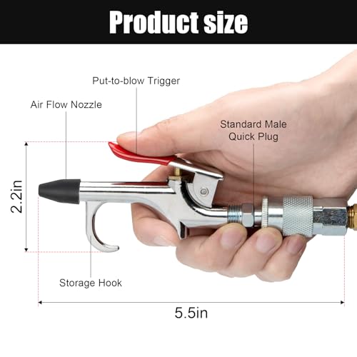 ZIMISI 2-Way Connection Air Nozzle Blow Gun Kit, Air Compressor Accessory with 1/4'' Standard Quick Fitting & 8 Interchangeable Nozzle, Blow Gun for Dedusting, Inflation, Cleaning (13PCS) - size: 13PCS