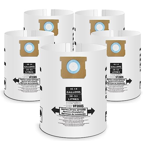 5 Pack Vacuum Bags Replacement for Shop Vac Bags 10-14 Gallon Type F 90662 9066200 9066233 and Type I 90672 9067200 9067233, PETOX High-Efficiency Disposable Vaccum Collection Filter Bags - size: 10-14 Gallon (5 pcs)