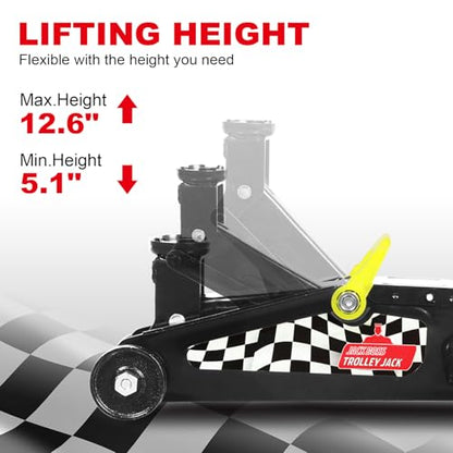 Jack Boss Floor Jack 1.5 Ton (3,000 LBs) Hydraulic Car Jack, Lifting Range from 5.1 Inch to 12.6 Inch, Fits Sedans Automotive Black - color: Black, size: 1.5 Ton Sedan