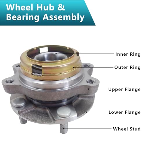 513294 Front Wheel Bearing Hub Assembly for Nissan Altima 2.5L 2007 2008 2009 2010 2011 2012 2013 (2PCS) - size: 513294