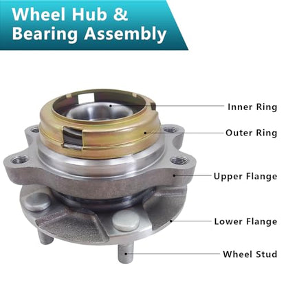 513294 Front Wheel Bearing Hub Assembly for Nissan Altima 2.5L 2007 2008 2009 2010 2011 2012 2013 (2PCS) - size: 513294