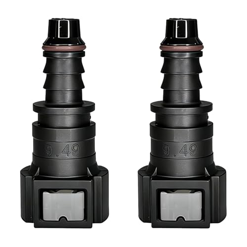 2PCS 90 Degree Fuel Line Quick Connector, 3/8 SAE to 5/16 Nylon Tubing Fuel Line Connector, High Pressure Quick Release Push-On Plugs Fuel Line Repair Kit Compatible with Most Vehicles（Straight） - size: Straight