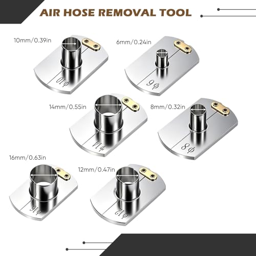 Hicarer 6 Pcs 6-16mm Air Hose Removal Tool Kit Pneumatic Pipe Removing Stainless Steel Tool for Easy Hose Removal