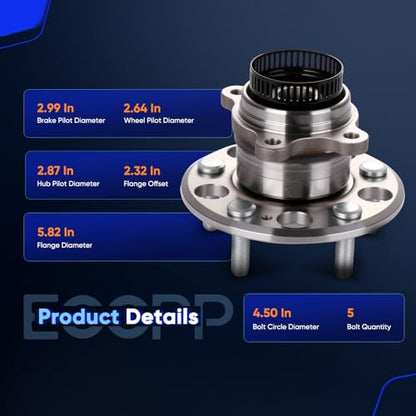 ECCPP 2-Piece 512340 Wheel Hub Bearing for Hyundai for Elantra 2007-2012 | 5 lugs w/ABS Sensor Pre-Greased Sealed - size: 512340*2