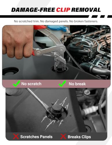 Car Clip Pliers, Damage-Free Clip Removal Pliers for Plastic Push Pins, Panel Clip Removal Tool for Door Trim, Interior Panel & Bumper Clips