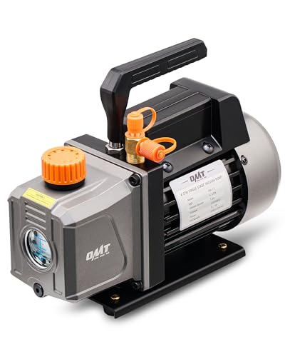 Orion Motor Tech Vacuum Pump, 4 cfm 1/3 hp HVAC Single Stage Vacuum Pump for R12 R22 R134a R410a R502, Auto AC Vacuum Pump Kit for Automotive Air Conditioner Resin Degassing & More, Oil Included - color: Grey, size: 4.0 CFM