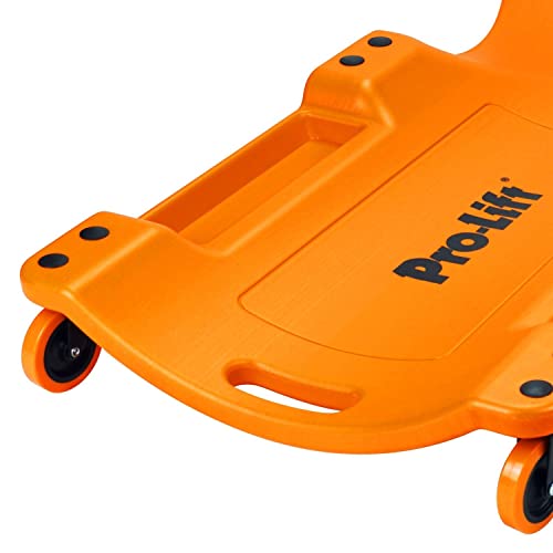 Pro Lift Mechanic Plastic Creeper 40 Inch - Blow Molded Ergonomic HDPE Body with Padded Headrest & Dual Tool Trays - 350 Lbs Capacity Orange - color: Orange