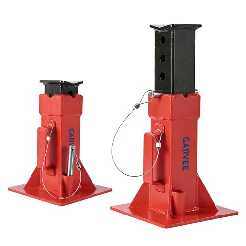 Garvee 22 Ton Jack Stands, 2 Pack, Pin Type | Secure Heavy Trucks & RVs in Your Garage, Features an Adjustable Height from 13 to 19 Inches for Safe Vehicle Repairs - color: Red, size: 22T