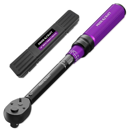 PRIDE&CRAFT 3/8 Inch Drive Click Torque Wrench, 3% High Precision Adjustable Dual Direction, 72-Tooth, 5-50 lbf.ft/6.8-68 Nm Torque Wrench for Bike, Motorcycle and Car Repair, Purple Black - color: Purple Black