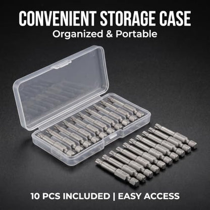 VESTTIO Square Head SQ2 Screwdriver Bit Set 10PCS 1/4 Inch Hex Shank 2 Inch/50 mm Length S2 Steel with Magnetic for Power Screwdriver Drill Impact Driver - size: 2 inch