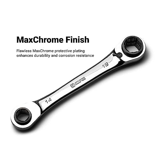 Capri Tools 4-in-1 120-Tooth Box End Reversible Ratcheting Wrench, 14, 15, 17, 19 mm, Metric - size: 14, 15, 17, 19 mm