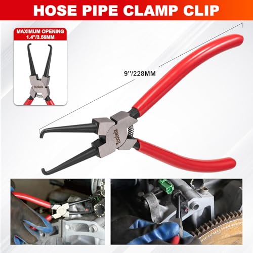 Toolwiz 6 pcs Fuel Line Pliers Set, for Automotive Repair with Storage Bag | Hose Clamp Plier, Panel Removal Tool, Hose Removal Plier, 30 Degree Push Pin Pliers, 2 pc 9" Electrical Disconnect Tool - style: 6 Pack
