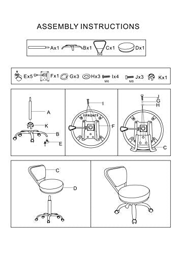 MAYAKOBA Dayton Rolling Stool with Backrest – Storm Gray Pneumatic Seat, Adjustable Height 13"-15", Ergonomic Design for Home Office, Garage, Gardening, Lab, School, Mechanic Tasks - color: Storm Gray