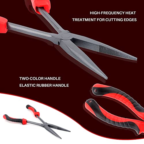 Hikary Long Nose Fishing Pliers, Stainless Steel Hook Remover Braid Cutter Rustproof Multi-Tool Fishing Gripper for Freshwater Saltwater - color: Red-11inch