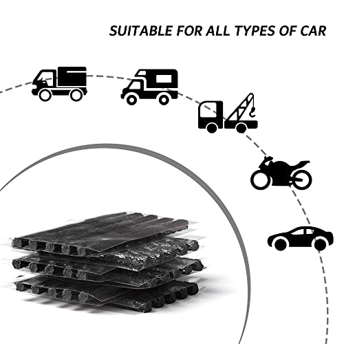 OFBAND 30PCS 4" Car Heavy Duty Tire Plugs,Black Tire Repair Plugs with Strong Viscosity for Fixing Flat Tire,Universal Rubber Tire Plug Kit Fits Car Truck SUV Motorcycle with Tubeless Tire