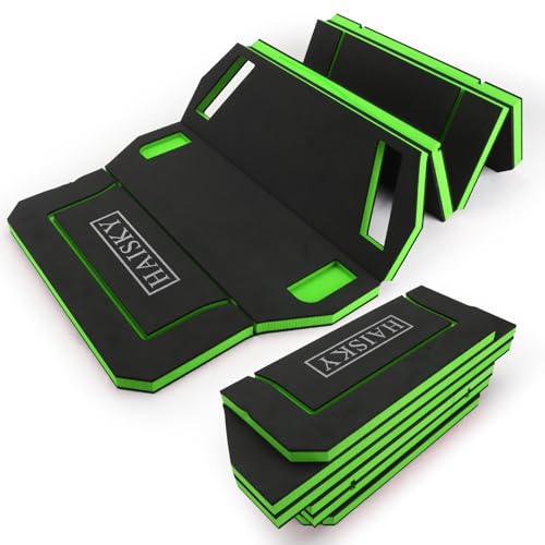 Foldable Mechanic Mat Kneeling Pad, Extra Wide 22.44" Folding Mat with Slots for Screws & Accessories, 1.2" Thick EVA Foam for Working Under Car, Gardening, Yardwork, Workshop Repairing, Camping - color: Green & Black