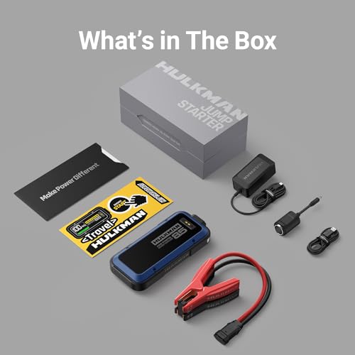 Hulkman Alpha 85 2000A Smart Battery Jumper Starter Portable for 12V Vehicles,Car Starter Jump Box with 65W Fast Charger,3.3" LED Display, 5 Lighting Modes, Jump Pack, for Up to 8.5L Gas & 6.0L Diesel