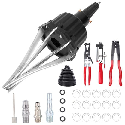 Pneumatic CV Joint Boot Expander Tool Kit,Expander Rod Spreader Installation Removal Tool with 15 Sets Clamps and 4 Air Hose Fittings for Rubber Boots Installation and Removal (Black) - color: Black