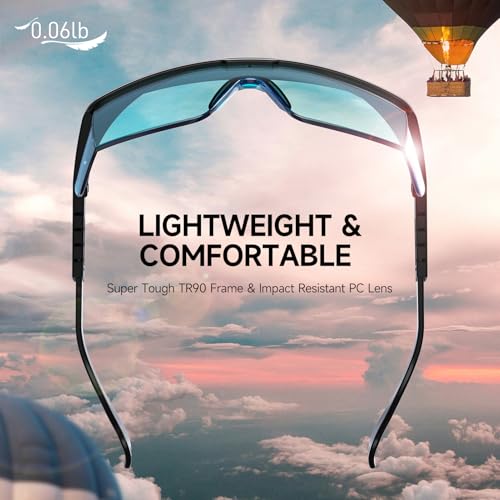 xaegistac Anti Fog Safety Glasses with Side Shields | UV400 Protective Eyewear,Impact Resistant Safety Goggles for Men Women - color: Blue Lens and Black Frame