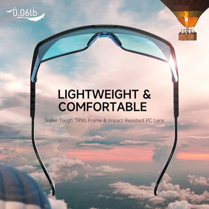 xaegistac Anti Fog Safety Glasses with Side Shields | UV400 Protective Eyewear,Impact Resistant Safety Goggles for Men Women - color: Blue Lens and Black Frame