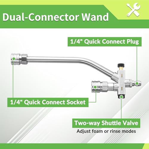 FIXFANS Foam Cannon, Compatible with Portland Husky and Ryobi Power Washer | Dual Connector Accessory, Replacement Gun Adapter, Double Tip Attachment Soap Cannon, 1/4" Quick Connect, 5 Nozzles, 1L - size: 999ML