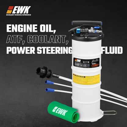EWK Oil Change Bundle, 6.5L Pneumatic/Manual Fluid Extractor Pump + Flexible Reusable Funnel, Complete DIY & Pro Kit for Clean, Fast, Mess-Free Engine Maintenance - size: 6.5L + Flexible Oil Funnel