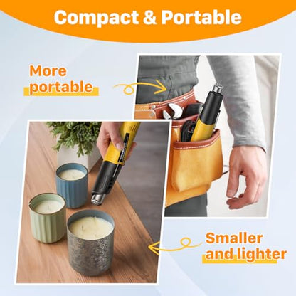 Mini Heat Gun 380W Fast Heat Hot Air Gun 2-Temp Settings 480°F-850°F(249°C-455°C) With Overheat Protection Reflector Nozzle, 4.9Ft Cable for Shrink Wrap, Vinyl, Crafts, Epoxy Resin (Yellow) - color: Yellow