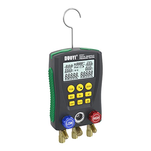 PLAYOCCAR HVAC Digital Manifold Gauge Kit for AC & Refrigerator | Vacuum, Pressure & Temp Testing, Diagnostic Set for AC & Refrigerator Maintenance, Recharge Tool