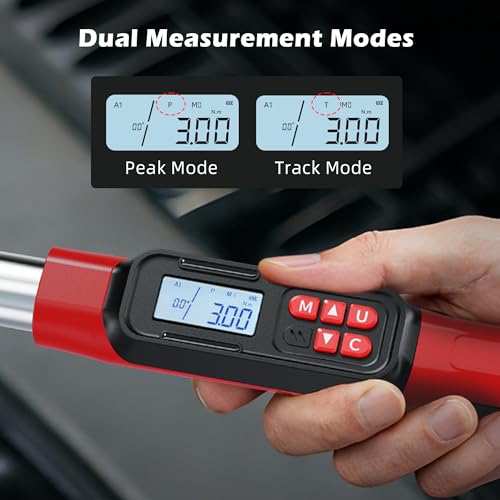 3/8" Digital Angle Torque Wrench, 2-44 Ft.lb, ±2% Accuracy, 8pcs | Electronic Torque Wrench with 0.1° Angle Mode, LED Display, Buzzer Alerts for Automotive, Motorcycle & Engine Repair - size: Angle 3/8" 3-60N.m/2-44Ft.lb