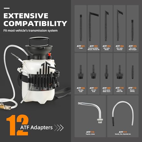 FOUR UNCLES 3L Manual Transmission Fluid Pump Kit with 12 Adapters | 3L Fluid Capacity, 12 ATF Adapters, One-Hand Pumping, Leak-Free Connections, Professional Service Tool - size: 3L（12pcsAdapter）