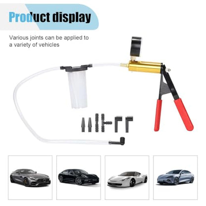 LAINLOY 2 in 1 Brake Bleeder Kit, Brake and Clutch Bleeding System, Brake Fluid Bleeder Kit with Adapters, Handheld Vacuum Pump, Protected Case, Car Vacuum Pump Test Set for Most Cars
