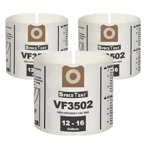 SpaceTent 3 Pack VF3502 Replacement Bags for Rigid 12-16 Gallon Wet/Dry Vacuums, Size A High Efficiency Heavy Duty Dust Filter Bags, Part# 23743 - size: 3PK, style: Heavy Duty