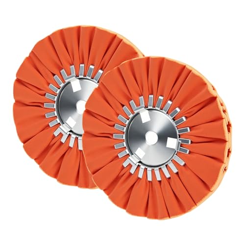 8" Orange Airway Buffing Wheel, 12-Ply Medium Polishing Wheel, 5/8" Arbor Hole, Compatible with Angle Grinder & Buffer Polisher, for Aluminum, Stainless Steel, Brass & Copper, 2 Pcs - color: Medium 2pcs, size: 12plys