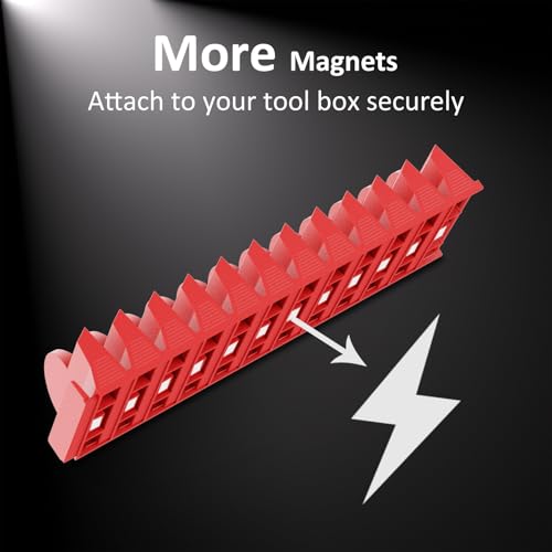 DEHOYI 48 pcs Magnetic Modular Wrench Organizers for Tool Drawers - Wrench Rack with Metric&SAE Labels, Perfect Tool Storage Holder with Magnet. Gift for mechanics (Red) - style: Magnetic (48 pcs Red)