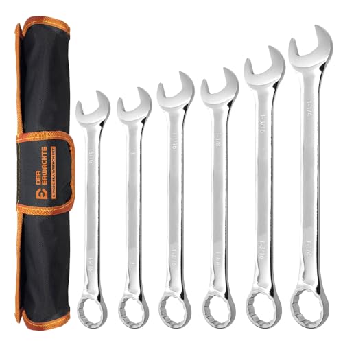 Der Erwachte Large Wrench Set with Rolling Pouch, SAE, 6-Piece, 15/16″, 1″, 1-1/16″, 1-1/8″, 1-3/16″, 1-1/4″, 12 Point, Chrome Vanadium Steel - size: 6 Piece Sae 23.81-31.75mm