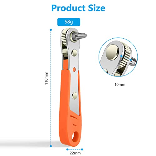 OSDUE Mini Ratchet Wrench,Right Angle Phillips Magnetic Screwdriver for Tight Spaces with 1/4" Drive High Torque Offset Reversible Mini Ratchet Offset Screwdriver for Tight Areas （1 Pc Ratchet Wrench）
