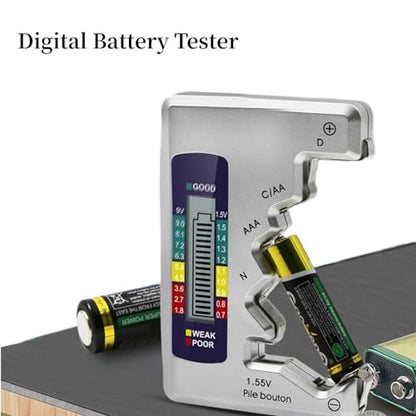 AUNMAS Digital Battery Tester with LCD Display, Universal Battery Capacity Analyzer and Checker for AA/AAA/C/D/9V 1.5V Batteries