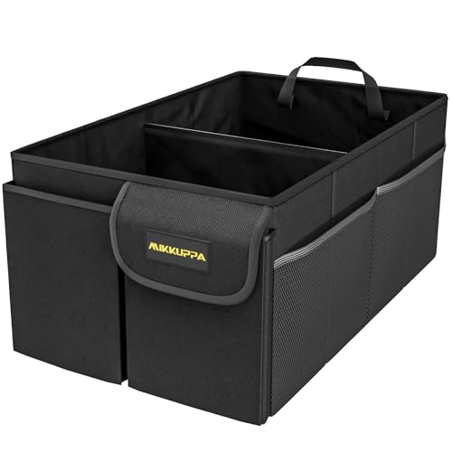 MIKKUPPA Car Trunk Organizer - 50L Collapsible Trunk Organizer, Sturdy Car Storage for SUV Auto Truck Van with Non Slip Bottom (Black) - color: Black, size: Medium - No Lid