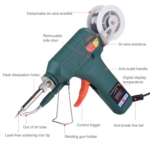 Soldering Gun Kit - Soldering Iron Kit with Adjustable Temp 180-520°C, ON/OFF Button, 80W LED Digital Internal Heat Soldering Gun, Auto Send Tin Soldering Kit for Electronics Welding Repair DIY