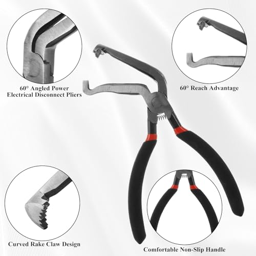 7-Piece Electrical Disconnect Pliers, Automotive Electrical Disconnect Pliers Set, Clip Removal Tool for Mechanics, Stainless Steel Car Clip Remover Tool Kit for Cars, Trucks and SUVs