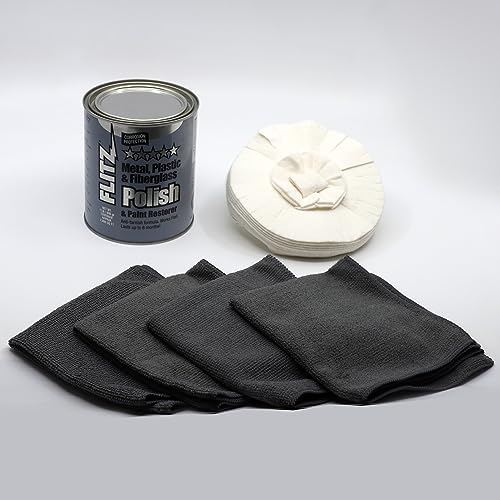 Flitz Car Buffing and Care Kit (Small) - USA-Made Polishers and Buffers Set – Includes 2lbs Paste, 16oz Sealant, 5" BuffBall, 4 Microfiber Cloths, Removes Rust & Restores Shine - style: Show Special: Small Kit