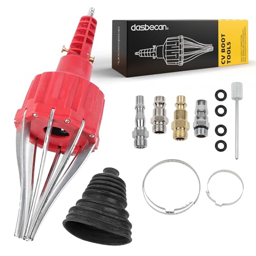 Dasbecan Upgraded Pneumatic CV Boot Expander Tool, CV Boot Installation Kit | Universal CV Boot Spreader for BMW UTV ATV, Basic Kit Includes 1 Boot and 2 Clamps, 4 1/4" NPT Air Hose Nipple - color: Red, size: Basic Kit (No Pliers, 1 Boot + 2 Clamps)