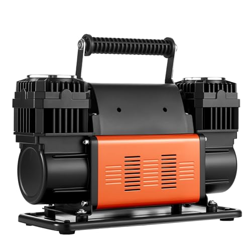 VEVOR Dual-Cylinder Heavy Duty Air Compressor, 10.6CFM Portable Tire Inflator, 12V 150PSI Offroad Air Pump with Digital Pressure Gauge & Adapters for Truck Car SUV 4 x 4 Vehicle RV - style: 10.6 CFM Dual-Cylinder