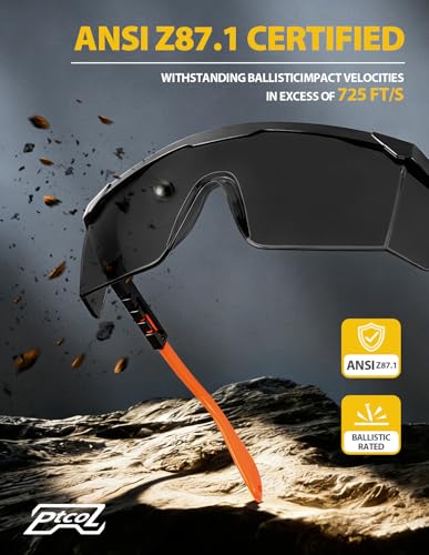 Safety Glasses 4 Pack – Smoke Tinted Lenses for Outdoor Work and Shooting, ANSI Z87.1 Anti Fog, UV Protection, Impact Resistant Protective Eyewear Over-spec - color: Smoke Tinted