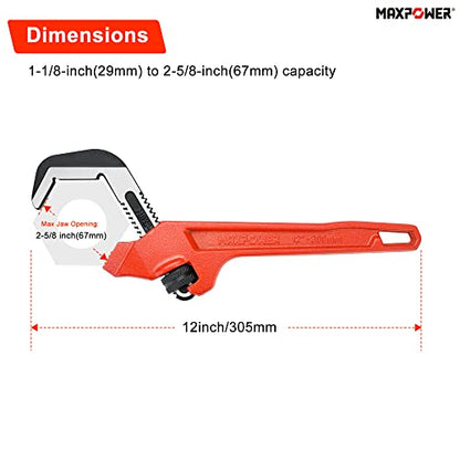 MAXPOWER Adjustable Offset Hex Wrench, 12 Inch, Red, Cast Iron - size: 12"