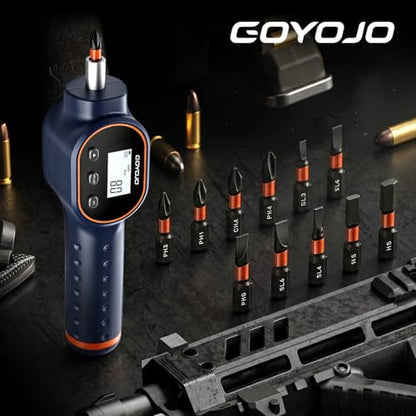 GOYOJO Digital Torque Screwdriver 7.08–70.8 in-lb / 0.8–8 Nm, 1/4" Adjustable Torque Screwdriver Set with Buzzer & Magnetic Bits, 999 Data Storage, for Gunsmithing, Electronics, and Mounting - size: 7.08–70.8 in-lb