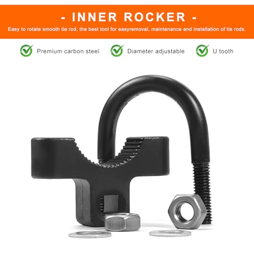Inner Tie Rod Removal Tool, 3/8 Inch Inner Tie Rod U-Wrench Low Profile Tool with Non-Slip Teeth, Tie Rod End Remover for Car Chassis Rocker Removal and Installation