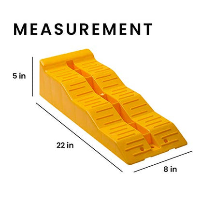 Yellow Leveling Car Ramps – Set of 2 Block Car Ramp, Tri-Leveler, Sturdy Material on Uneven Ground, Universal Fit for Cars Trailer SUV, Stable Ramp/Wheel Chocks Premium Quality, Zento Deals - size: 2 sets